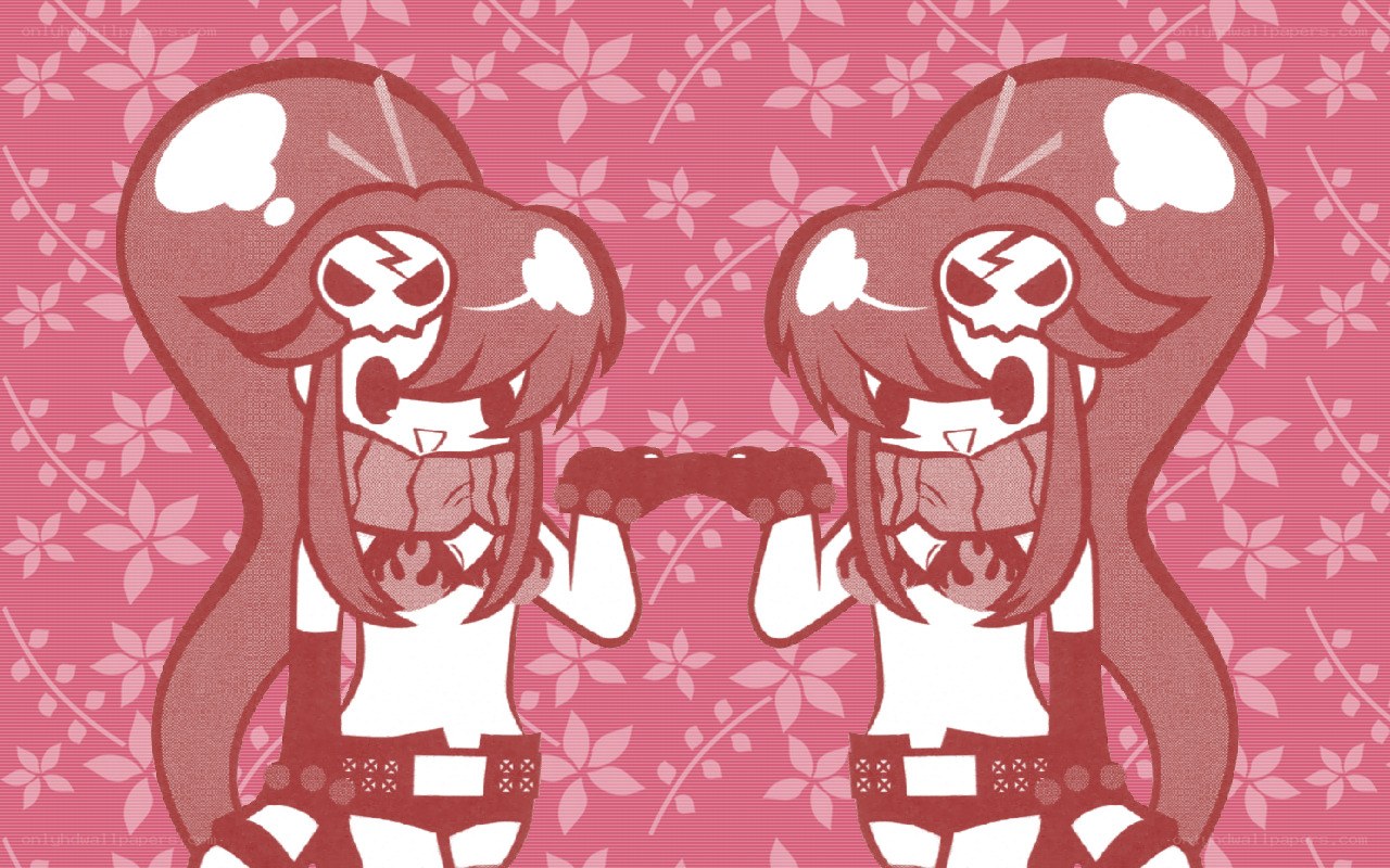 two characters holding controller
