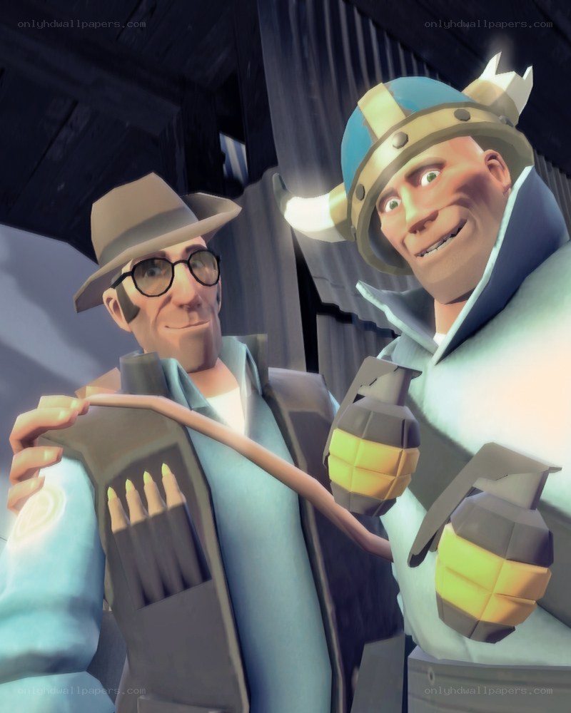 Two characters holding grenades