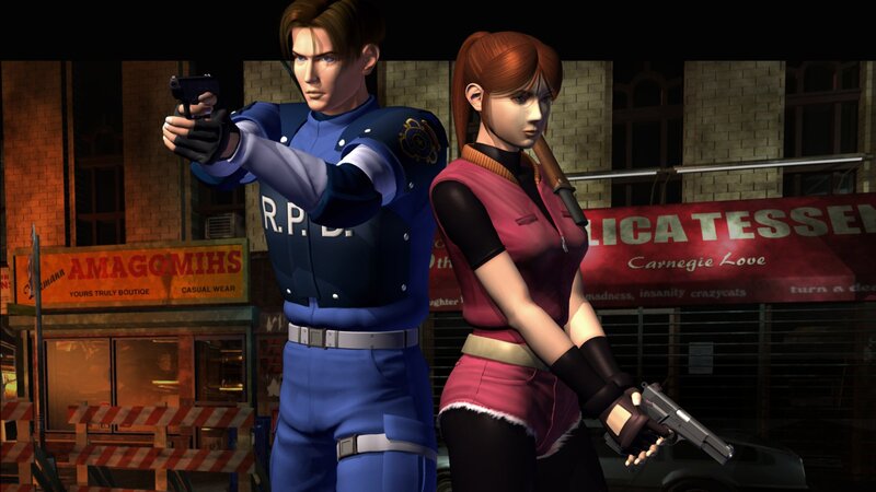 Two Characters Holding Guns — Blue, Tense