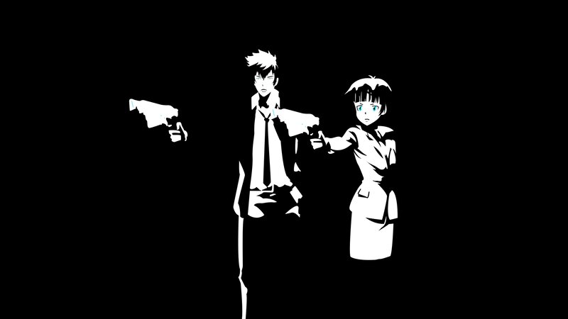 Two Characters Holding Guns — White