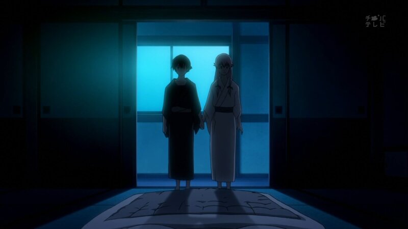 two characters holding hands