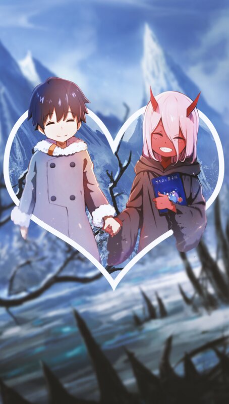 Two Characters Holding Hands — Blue, Peaceful