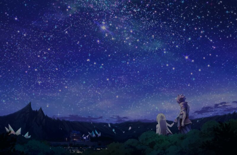 Two Characters Holding Hands — Blue, Serene, Night, Anime