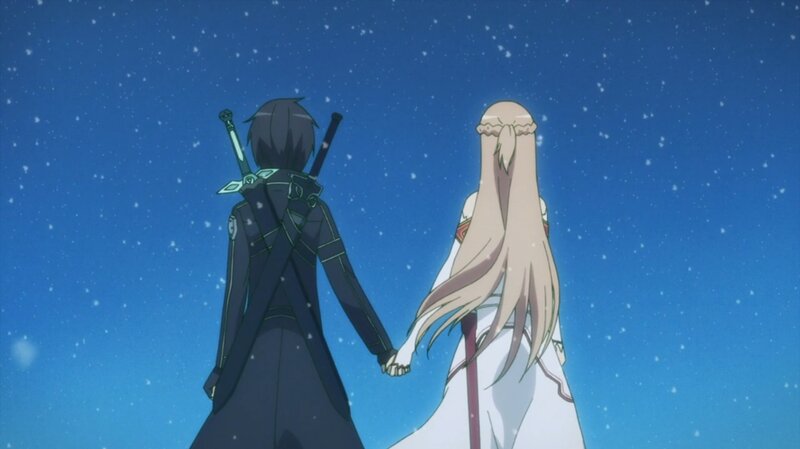 Two Characters Holding Hands — Blue, Serene, Night