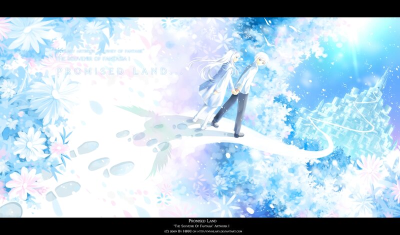 Two Characters Holding Hands — Blue, Serene