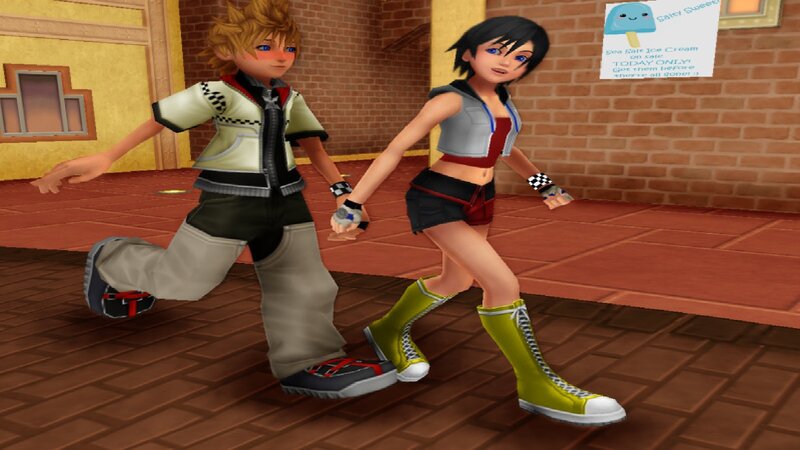 Two Characters Holding Hands — Brown, Playful