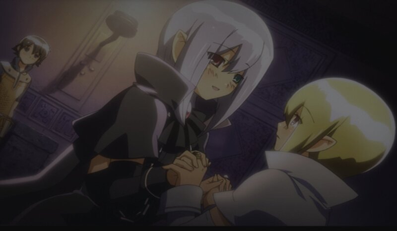 Two Characters Holding Hands — Purple, Dramatic, Night, Anime