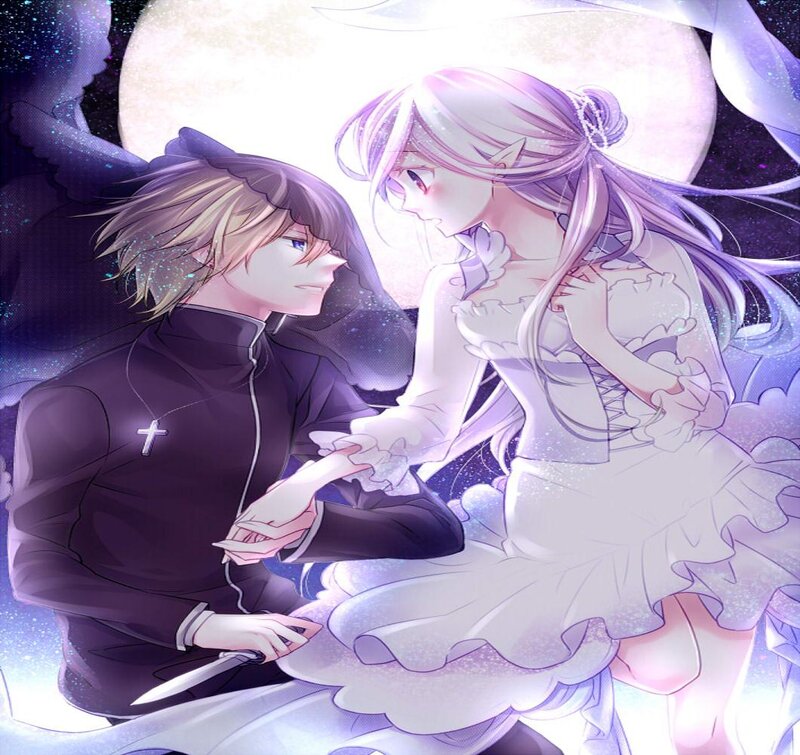 Two Characters Holding Hands — Purple, Dramatic, Night