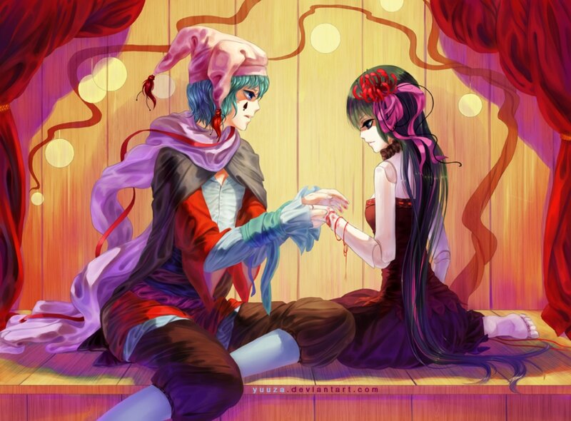 Two Characters Holding Hands — Red