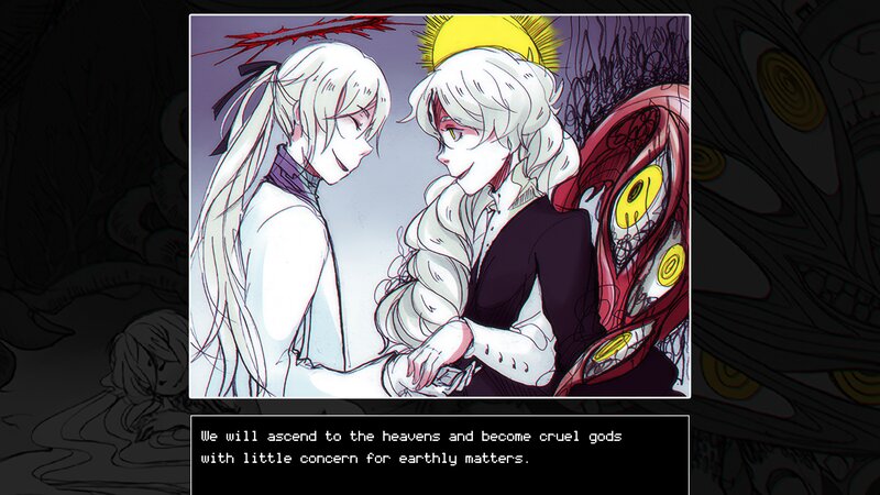 Two Characters Holding Hands — White, Dramatic