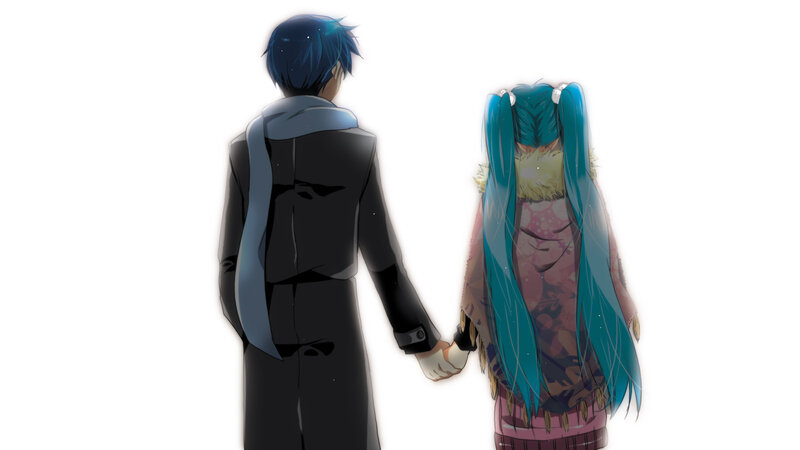Two Characters Holding Hands — White