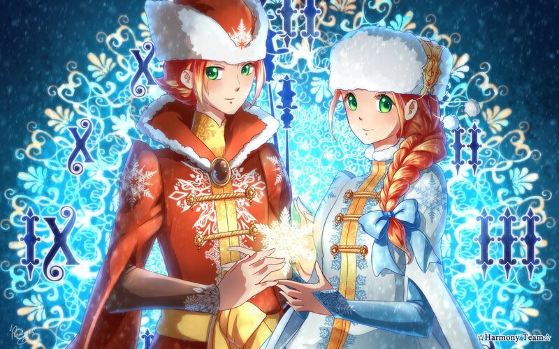 Two Characters Holding Snowflake
