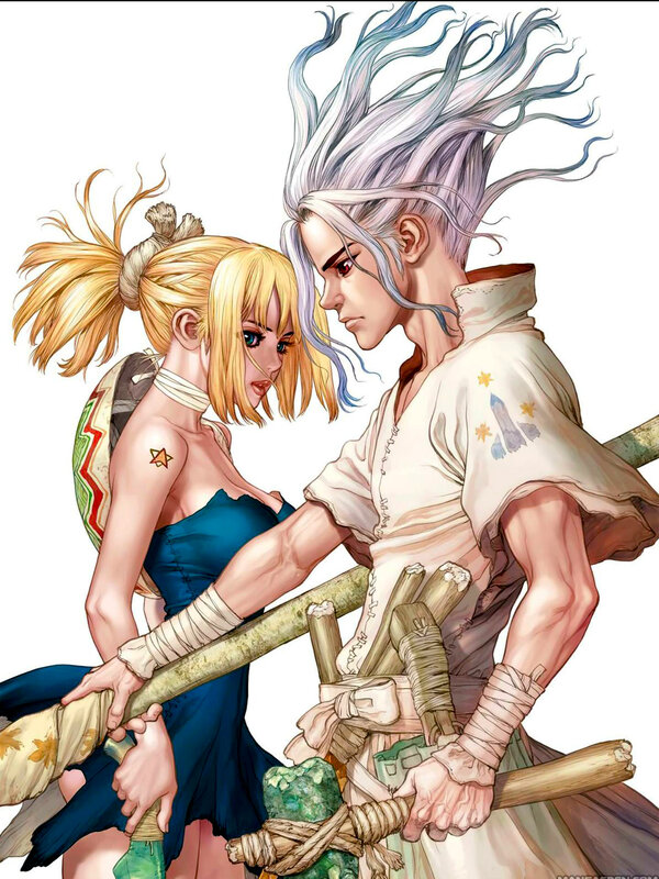 Two Characters Holding Staffs