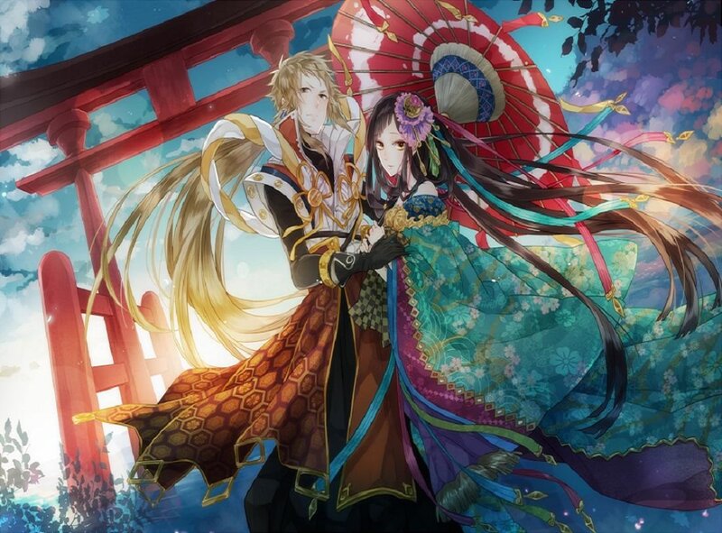 Two Characters Holding Umbrella