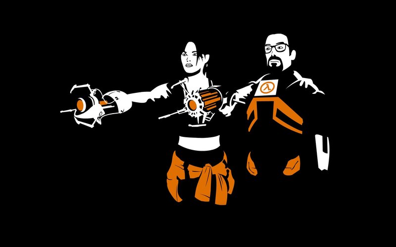Two Characters Holding Weapons — Black, Dramatic
