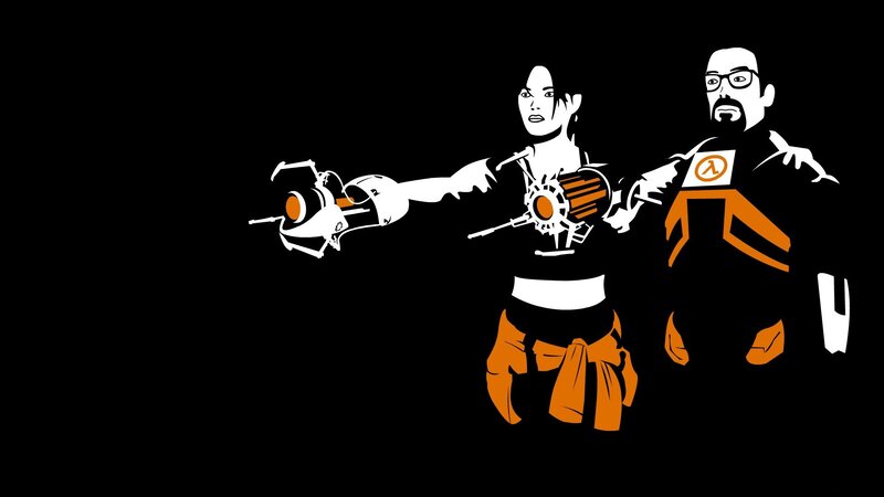 Two Characters Holding Weapons — Black