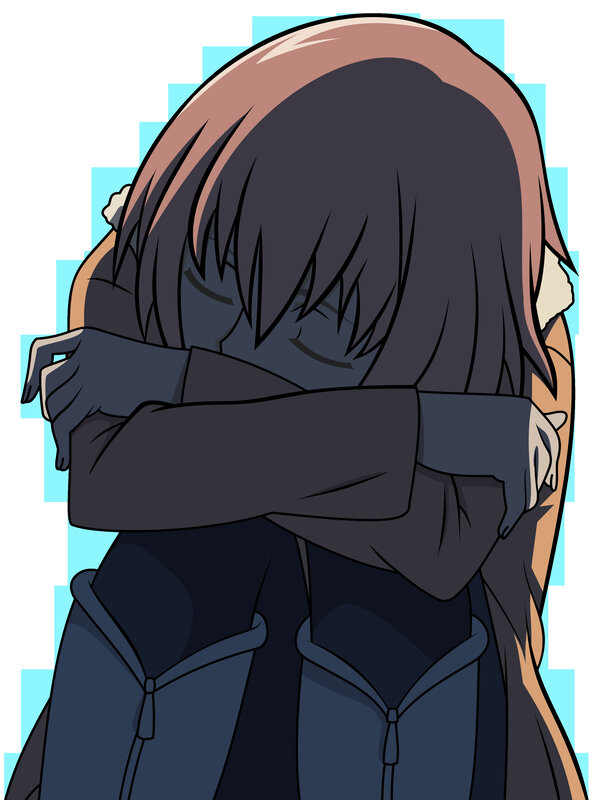 Two Characters Hugging — Black, Calm