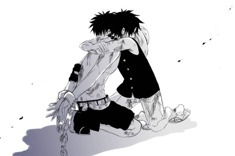 Two Characters Hugging — Black, Dramatic, Manga