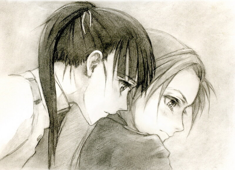 Two Characters Hugging — Black, Intimate, Manga, Hug
