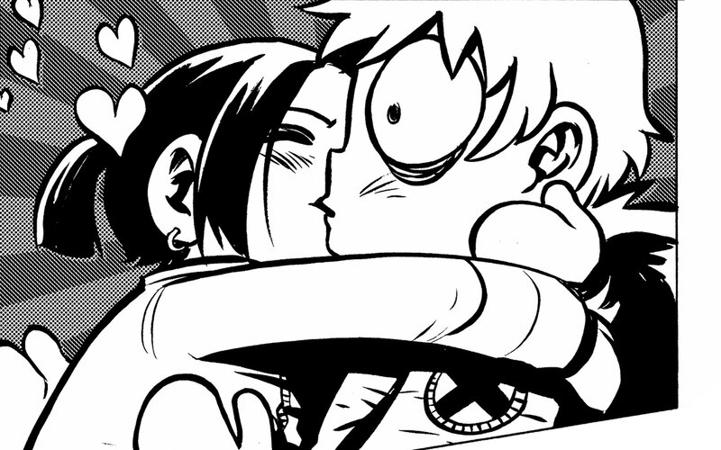 Two Characters Hugging — Black, Romantic