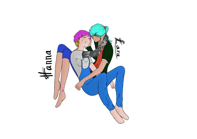 Two Characters Hugging — Blue, Affectionate, Digital Art