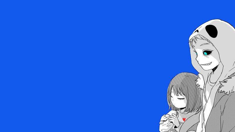 Two Characters Hugging — Blue, Calm, Manga