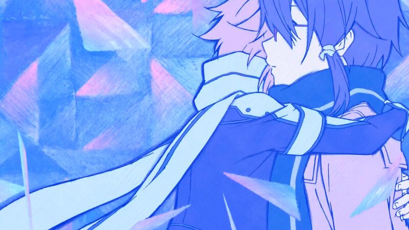 Two Characters Hugging — Blue, Dramatic, Anime