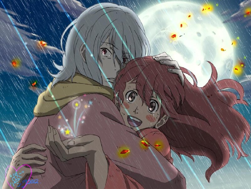 Two Characters Hugging — Blue, Dramatic, Night, Anime, Rain