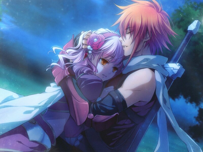 Two Characters Hugging — Blue, Dramatic, Night, Anime