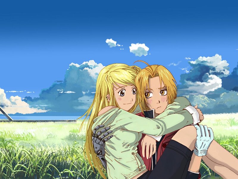 Two Characters Hugging — Blue, Serene, Afternoon