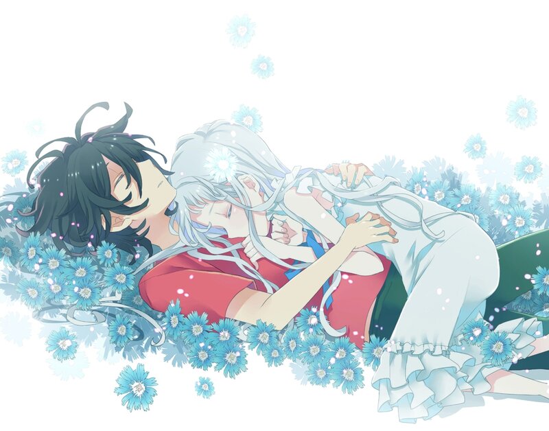 Two Characters Hugging — Blue, Serene, Spring, Anime