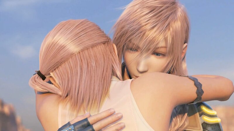 Two Characters Hugging — Blue, Serene