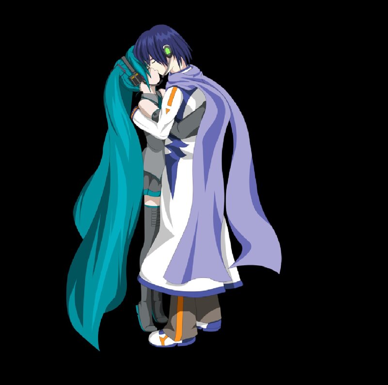 Two Characters Hugging — Blue