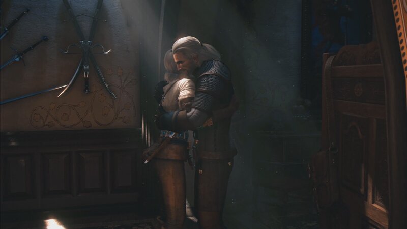 Two Characters Hugging — Brown, Dramatic, Night