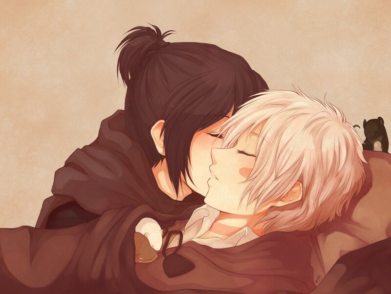 Two Characters Hugging — Brown, Peaceful