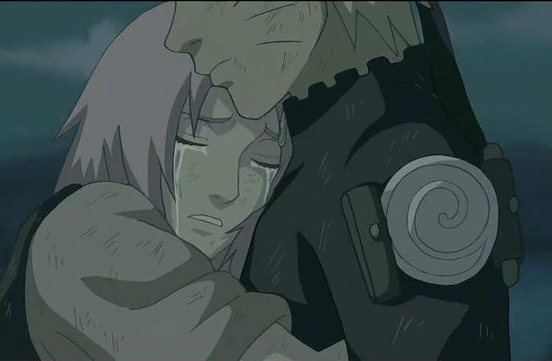 Two Characters Hugging — Gray, Dramatic, Night