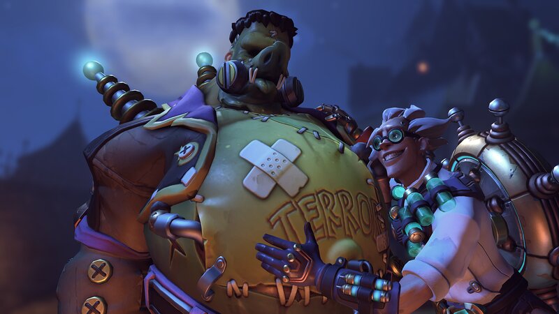 Two Characters Hugging — Green, Dramatic, Night