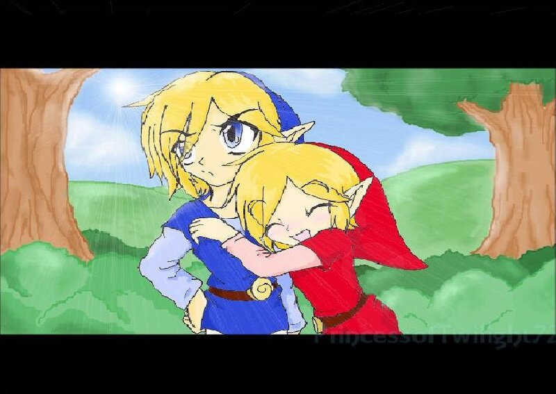 Two Characters Hugging — Green, Peaceful