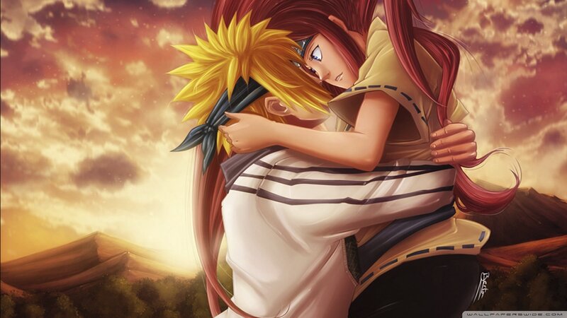 Two Characters Hugging — Orange, Dramatic, Sunset