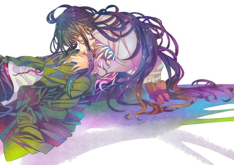 Two Characters Hugging — Purple, Calm
