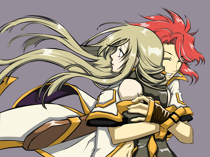 Two Characters Hugging — Purple, Dramatic, Manga