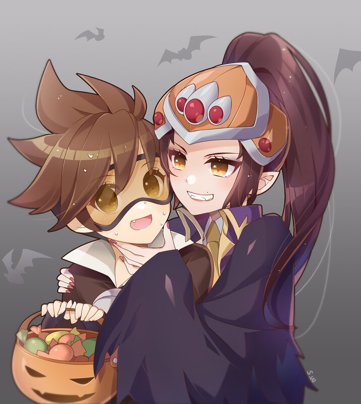Two Characters Hugging — Purple, Playful, Night