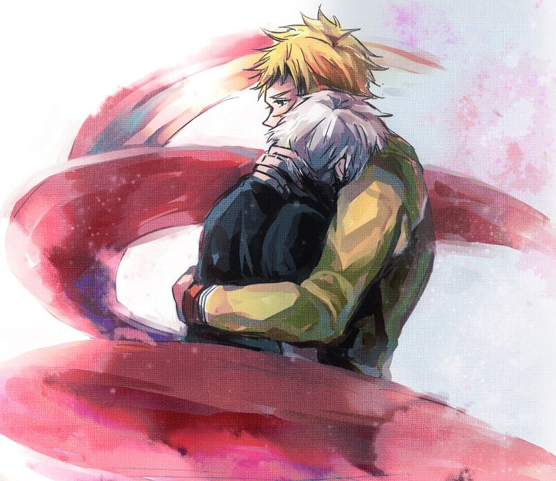 Two Characters Hugging — Red, Dramatic, Anime, Hug