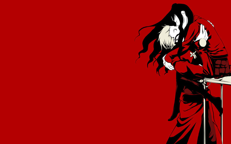 Two Characters Hugging — Red, Dramatic, Manga