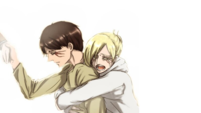 Two Characters Hugging — White, Dramatic, Anime