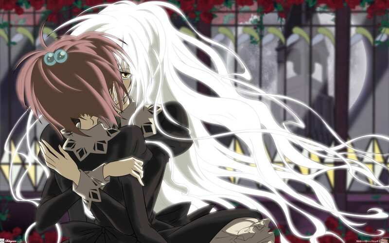 Two Characters Hugging — White, Dramatic, Night