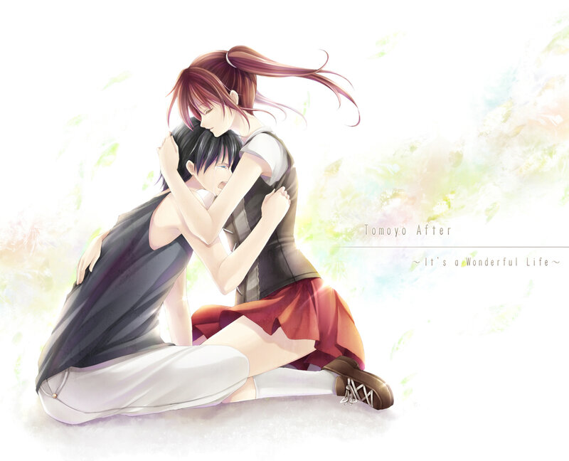 Two Characters Hugging — White, Serene