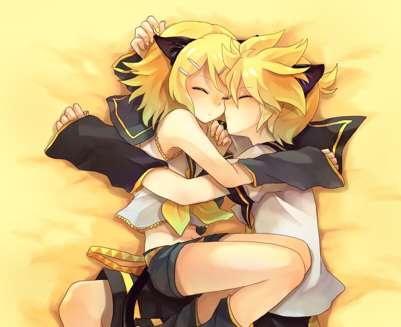 Two Characters Hugging — Yellow, Peaceful