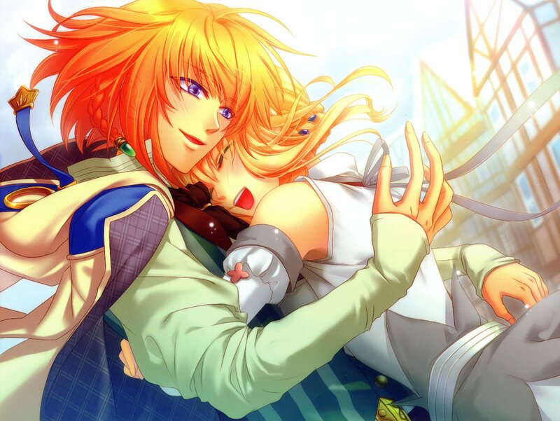 Two Characters Hugging — Yellow, Warm
