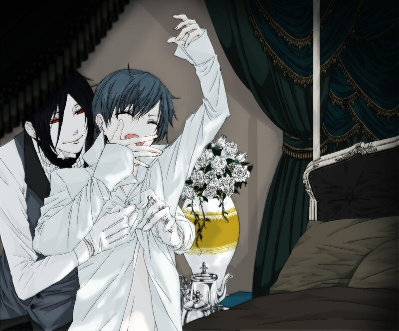 Two characters in a bedroom